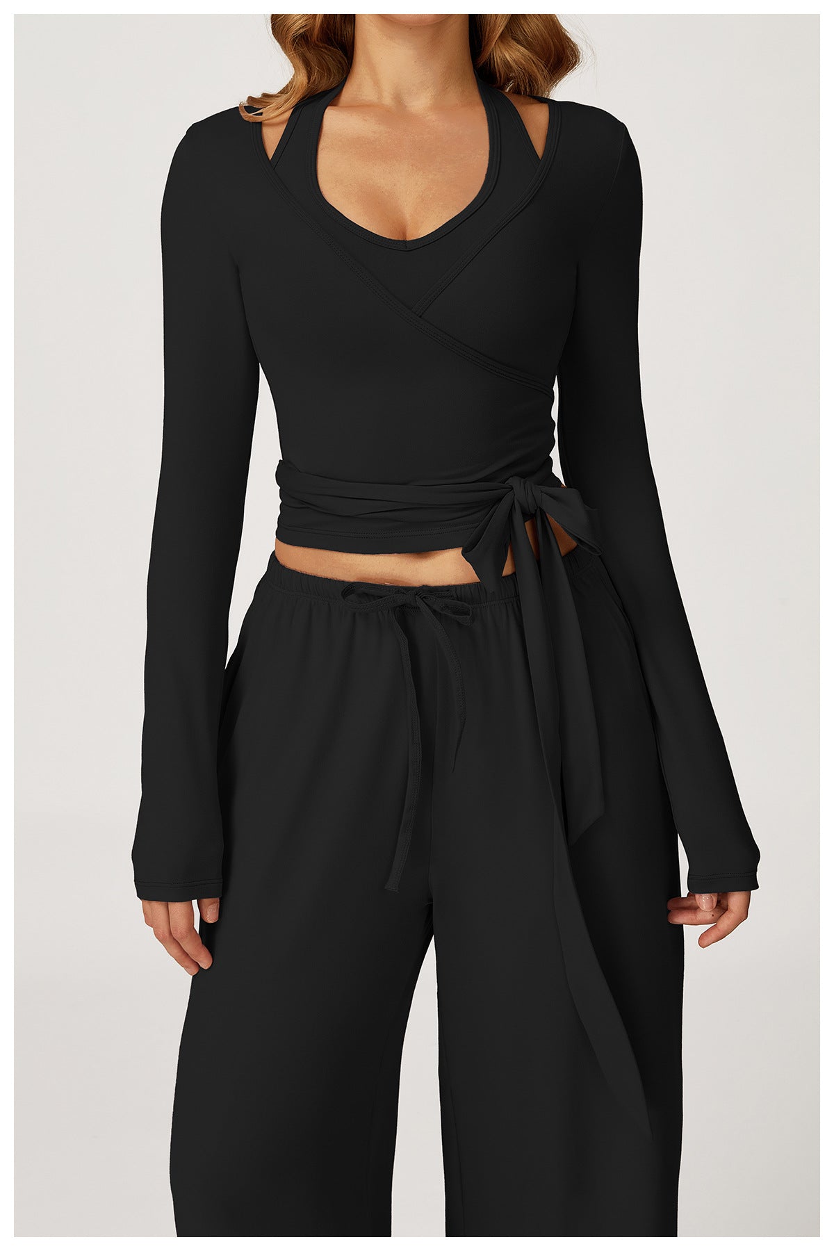 MuscleMuse Casual Fit Wrap Top Dames Long Sleeve Sporttop Yoga Pilates en Athleisure