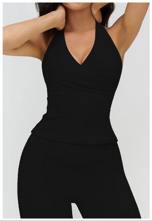 Elite Flex Wrap Halter Top Dames V-Wrap Sporttop Pilates Yoga en Athleisure