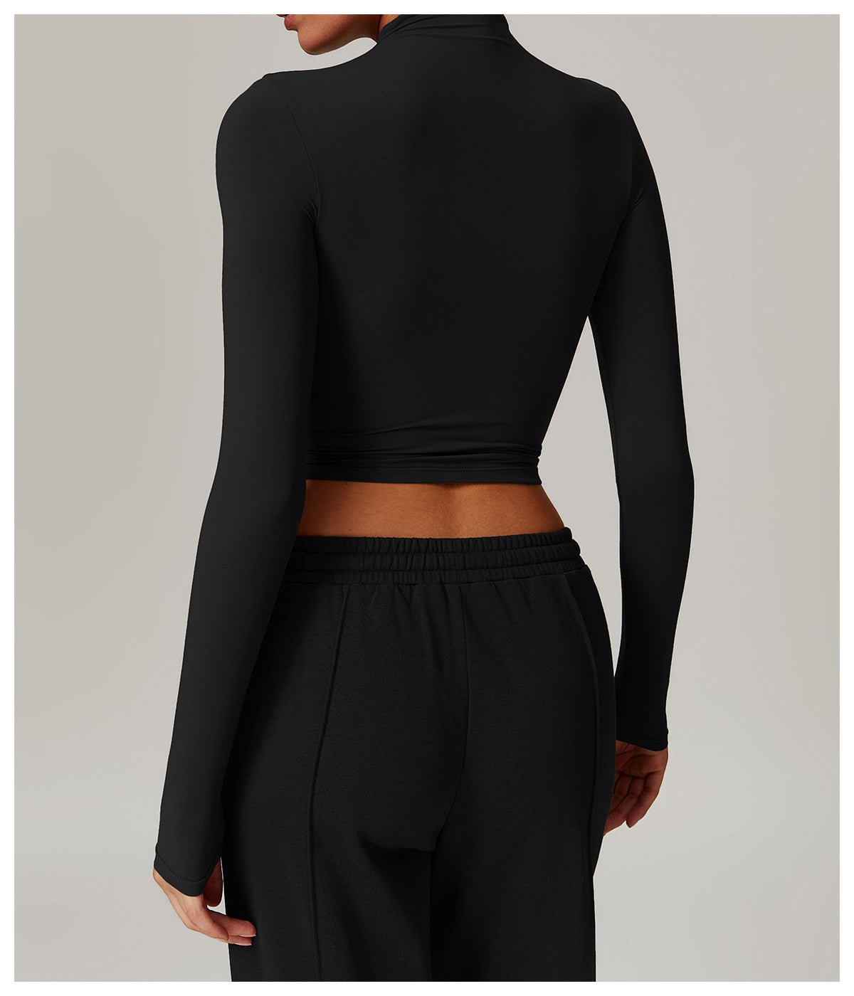 MuscleMuse Elevate Classic Long Sleeve Crop Top Dames Turtleneck Sporttop Gym en Athleisure