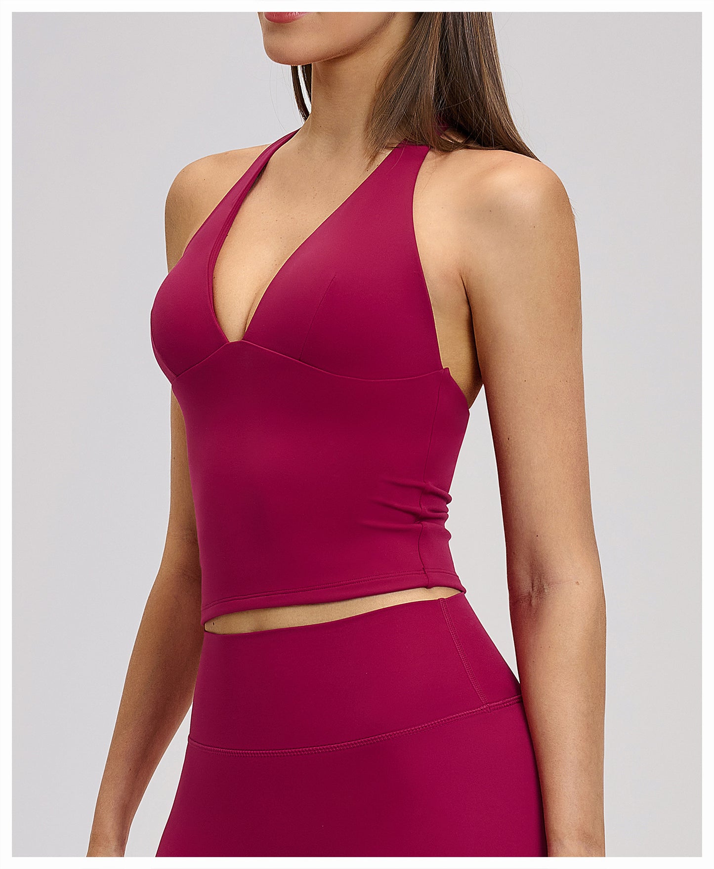 Elite Flex Halter Sporttop Dames Deep V-Neck Crop Top Yoga Krachttraining en Gym
