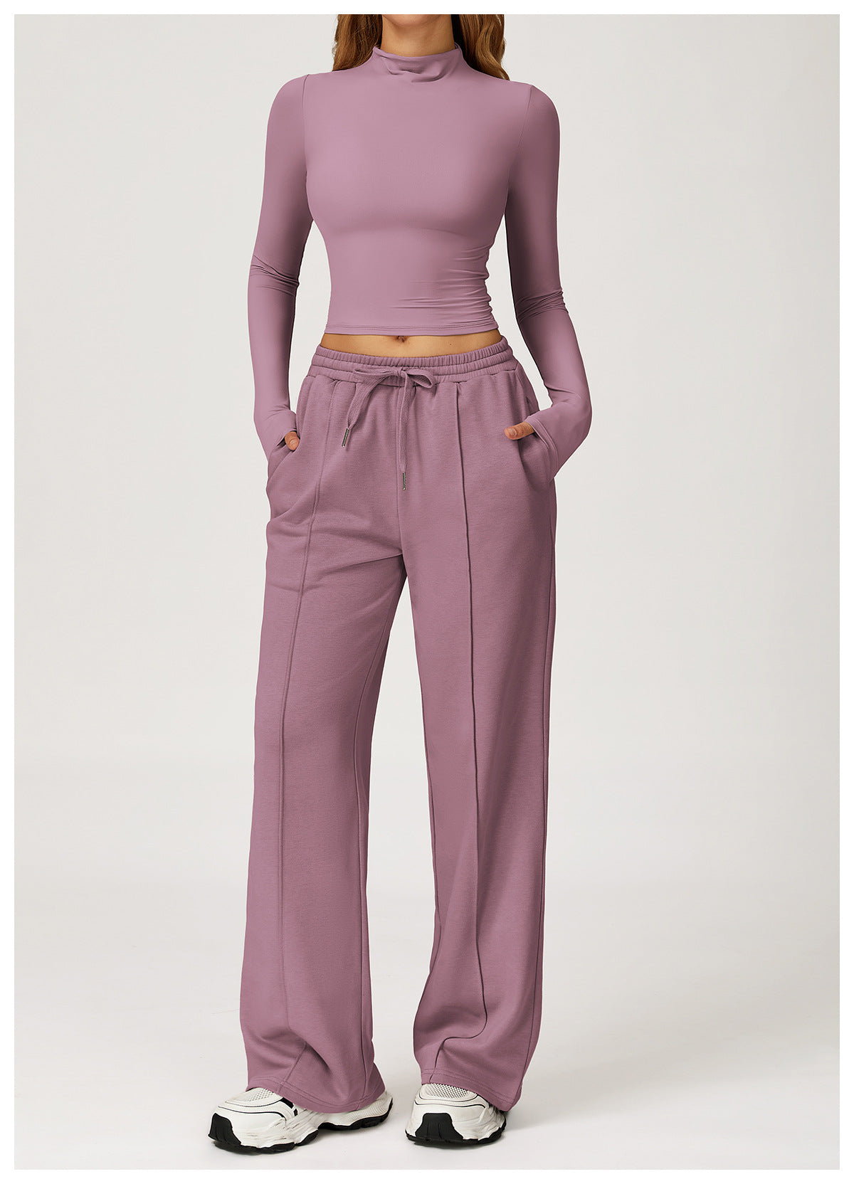 MuscleMuse Elevate Classic Long Sleeve Crop Top Dames Turtleneck Sporttop Gym en Athleisure