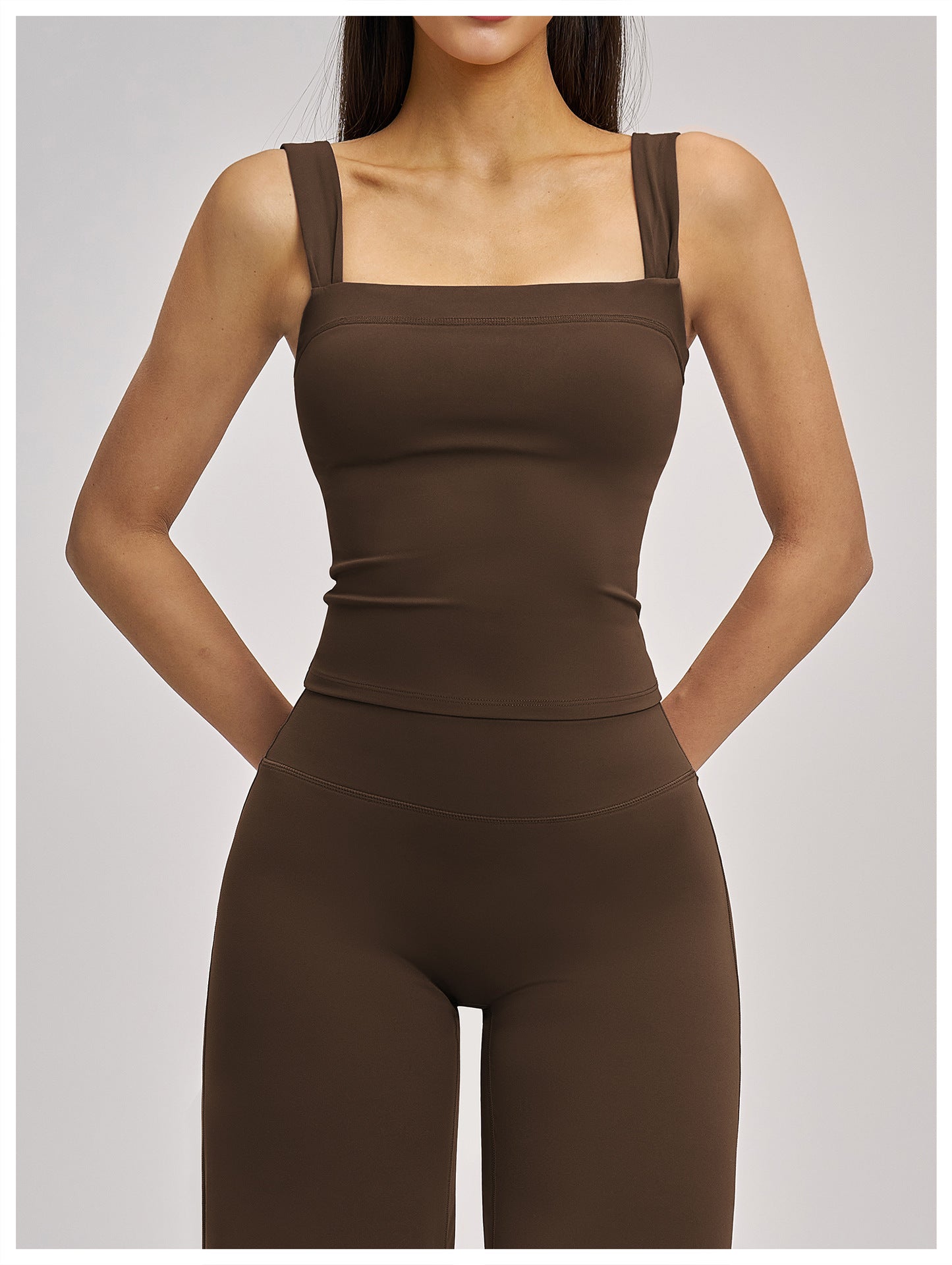 Elite Flex Square Neck Sporttop Dames Strakke Crop Top Gym HIIT en Krachttraining