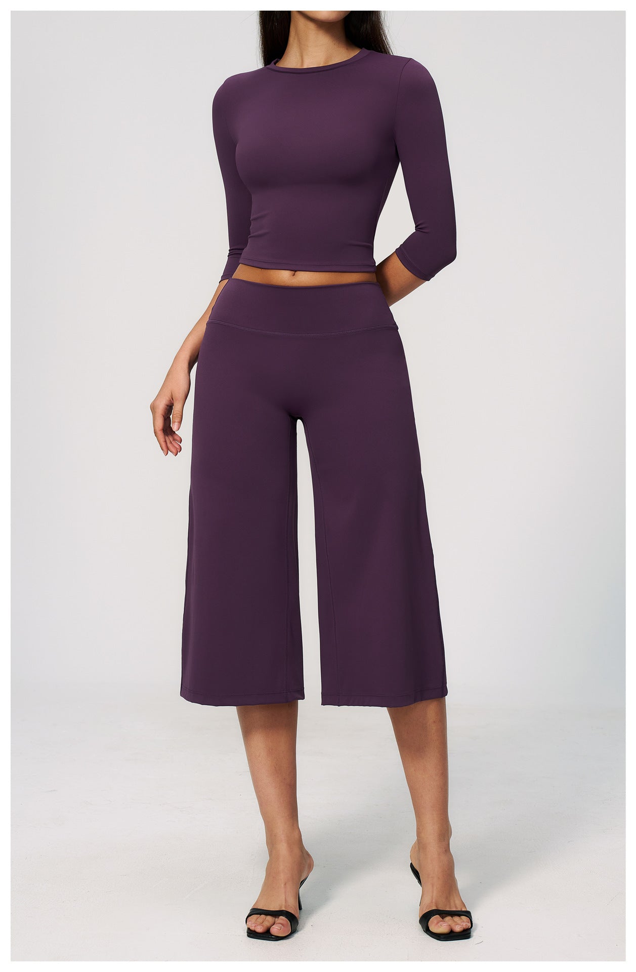 Elite Flex Wide Leg Capri Dames 3/4 Sportbroek High Waist Yoga Pilates en Casual