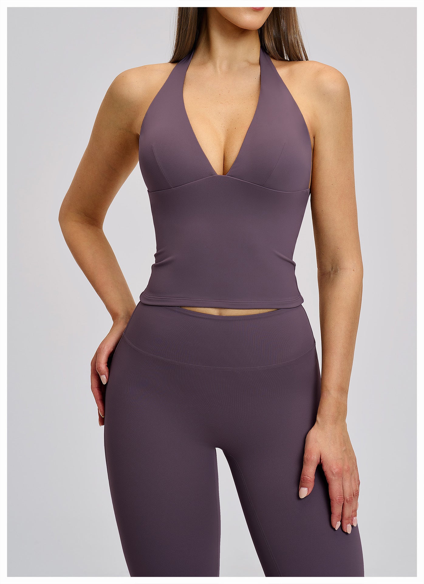 Elite Flex Halter Sporttop Dames Deep V-Neck Crop Top Yoga Krachttraining en Gym
