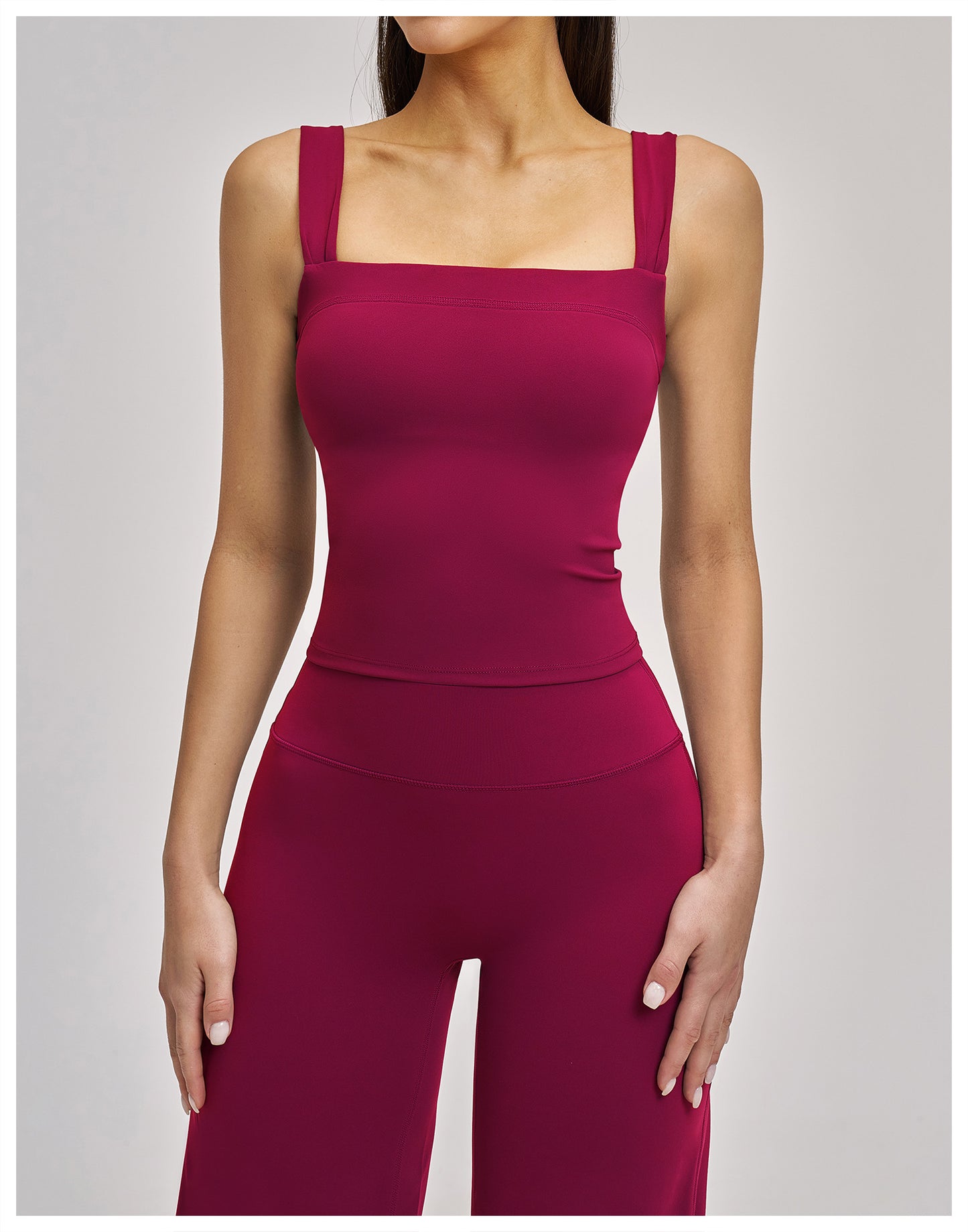 Elite Flex Square Neck Sporttop Dames Strakke Crop Top Gym HIIT en Krachttraining