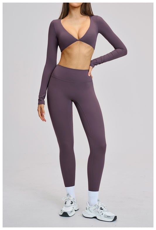 Elite Flex Cropped Long Sleeve Top Dames V-Cutout Sporttop Krachttraining en Gym