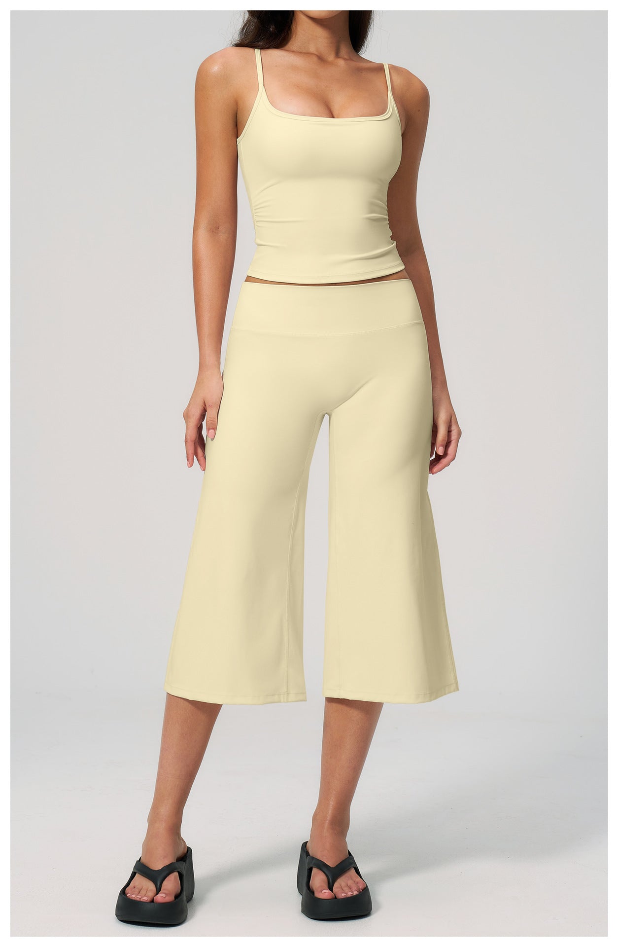 Elite Flex Wide Leg Capri Dames 3/4 Sportbroek High Waist Yoga Pilates en Casual