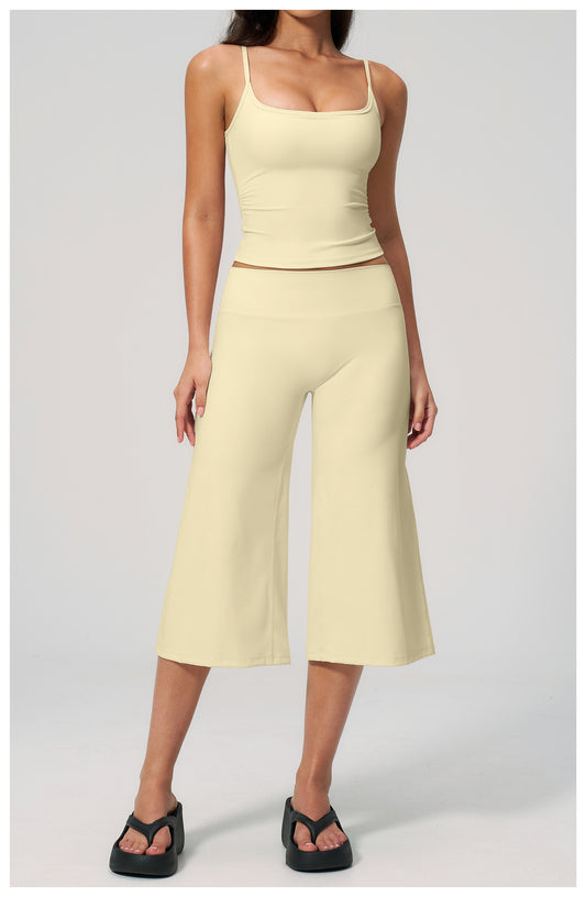 Elite Flex Wide Leg Capri Dames 3/4 Sportbroek High Waist Yoga Pilates en Casual