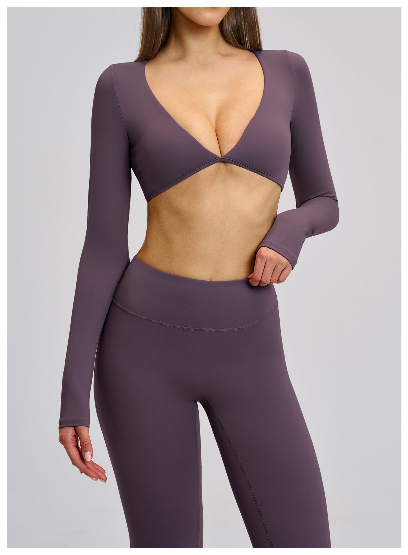 Elite Flex Cropped Long Sleeve Top Dames V-Cutout Sporttop Krachttraining en Gym